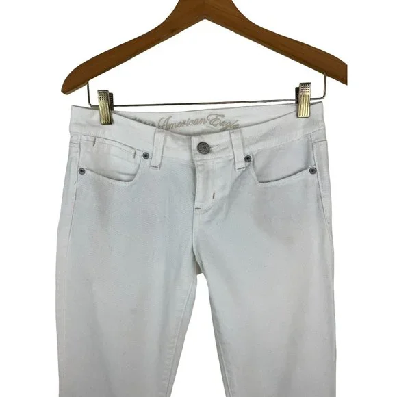 American Eagle Jeans Women Size 2 “Reel Flare” White AE77 Low Rise Flare EUC - Picture 2 of 14
